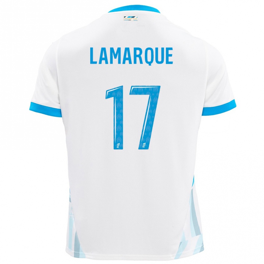 Kids Football Alais Lamarque #17 White Sky Blue Home Jersey 2024/25 T-Shirt Nz