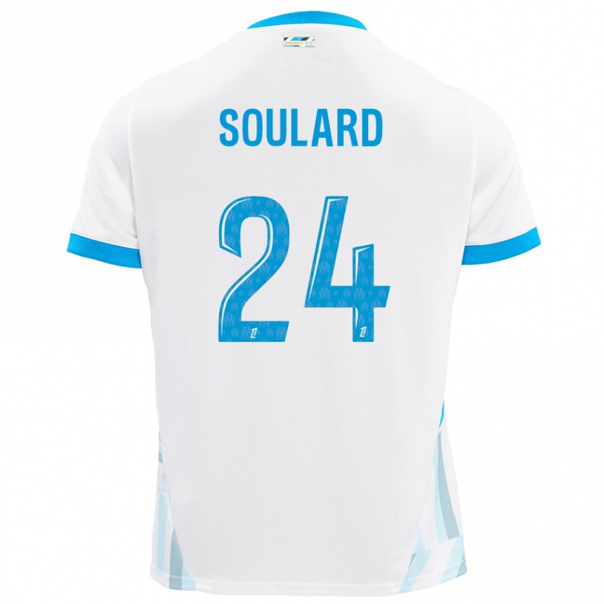 Kids Football Amandine Soulard #24 White Sky Blue Home Jersey 2024/25 T-Shirt Nz