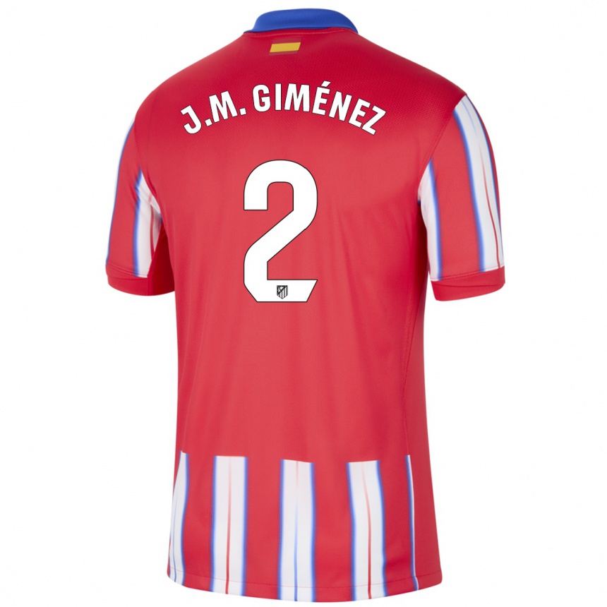 Kids Football Jose Maria Gimenez #2 Red White Blue Home Jersey 2024/25 T-Shirt Nz