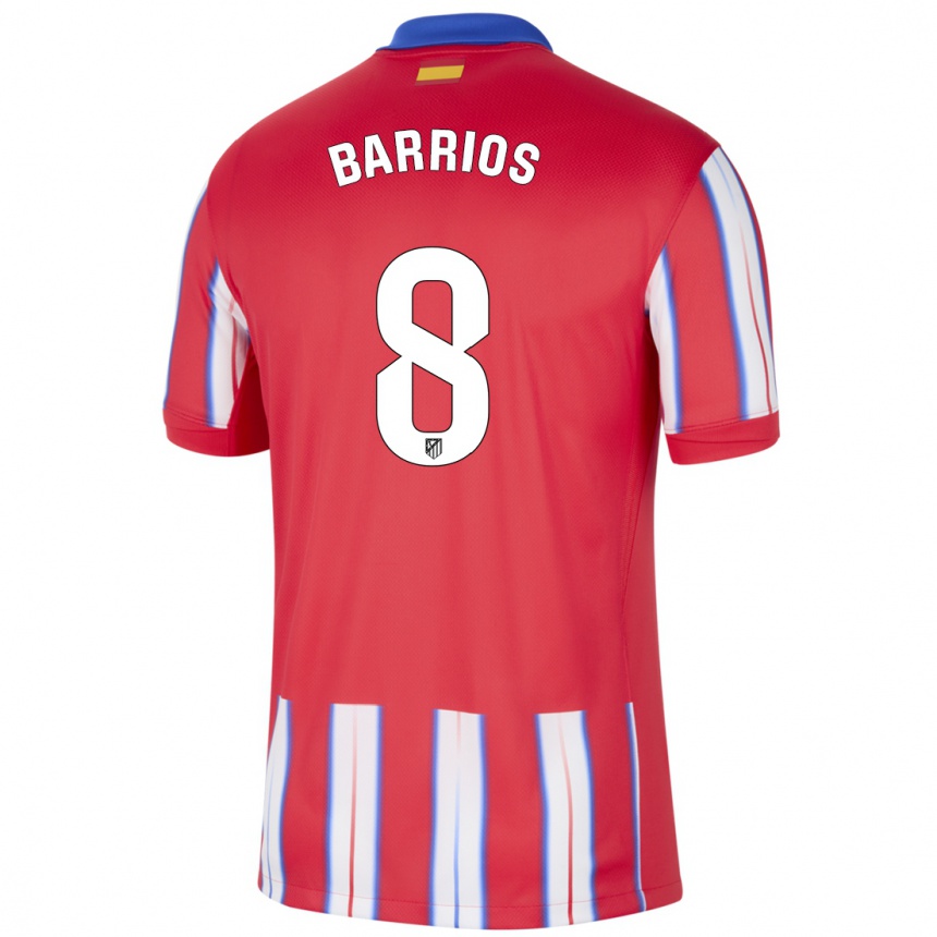 Kids Football Pablo Barrios #8 Red White Blue Home Jersey 2024/25 T-Shirt Nz