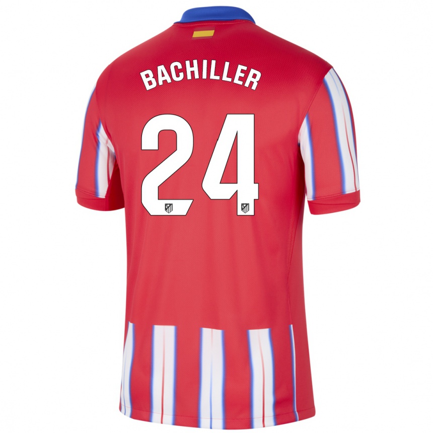 Kids Football Iker Bachiller #24 Red White Blue Home Jersey 2024/25 T-Shirt Nz