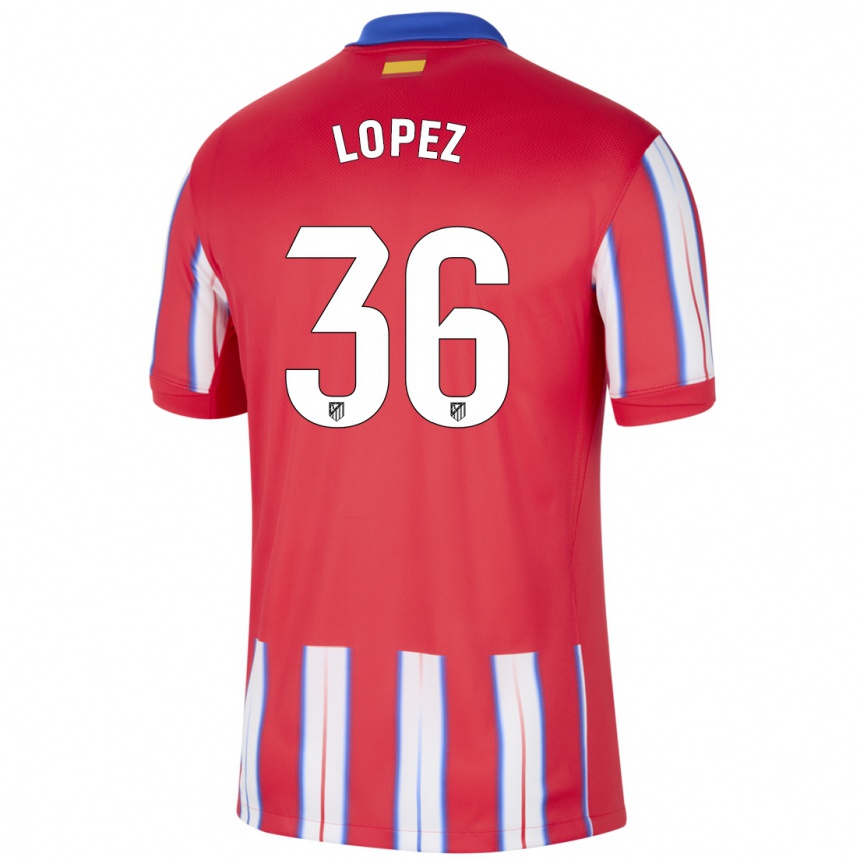 Kids Football David Lopez #36 Red White Blue Home Jersey 2024/25 T-Shirt Nz