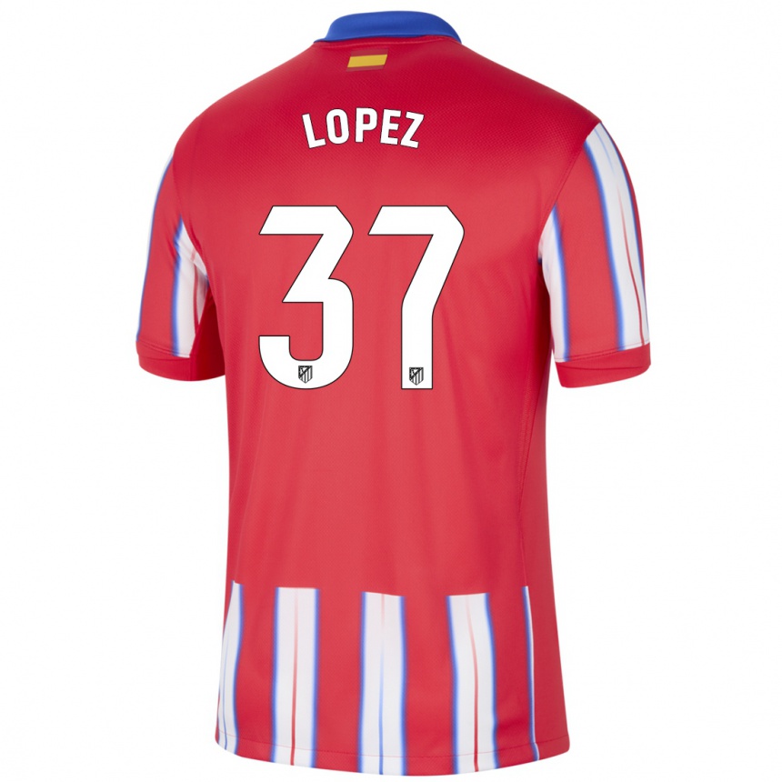 Kids Football Alex Lopez #37 Red White Blue Home Jersey 2024/25 T-Shirt Nz