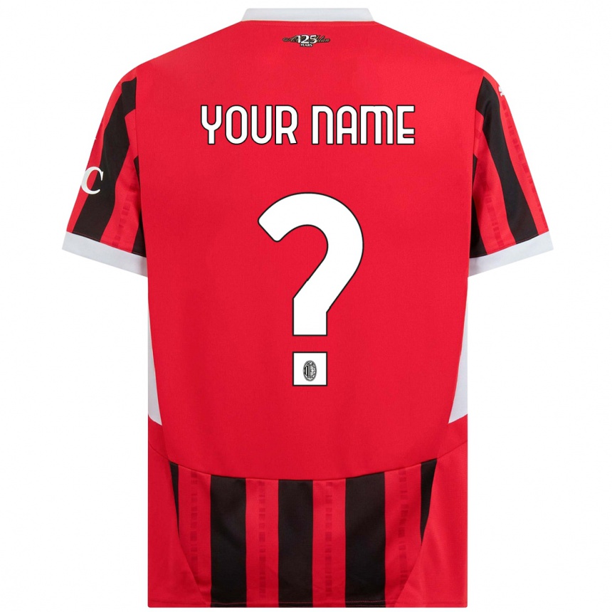 Kids Football Your Name #0 Red Black Home Jersey 2024/25 T-Shirt Nz