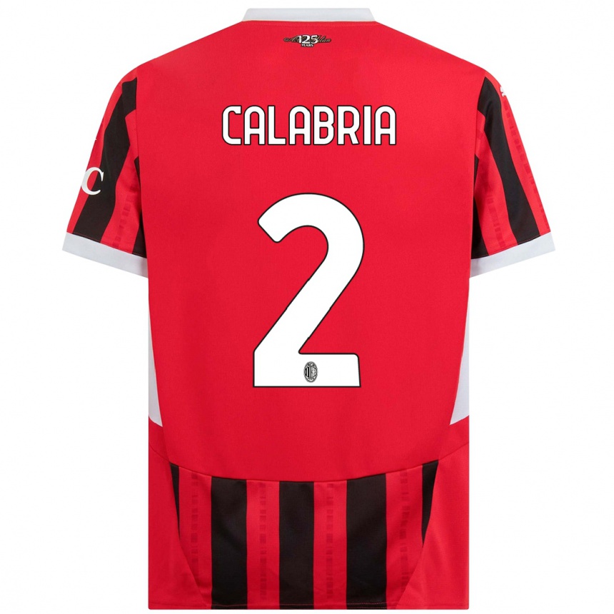 Kids Football Davide Calabria #2 Red Black Home Jersey 2024/25 T-Shirt Nz