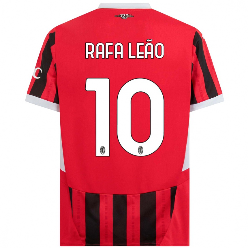 Kids Football Rafael Leao #10 Red Black Home Jersey 2024/25 T-Shirt Nz