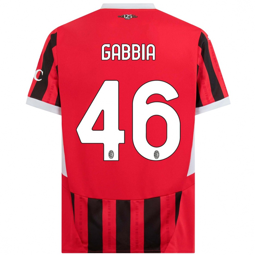 Kids Football Matteo Gabbia #46 Red Black Home Jersey 2024/25 T-Shirt Nz