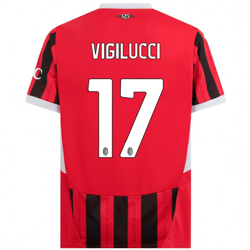 Kids Football Valery Vigilucci #17 Red Black Home Jersey 2024/25 T-Shirt Nz