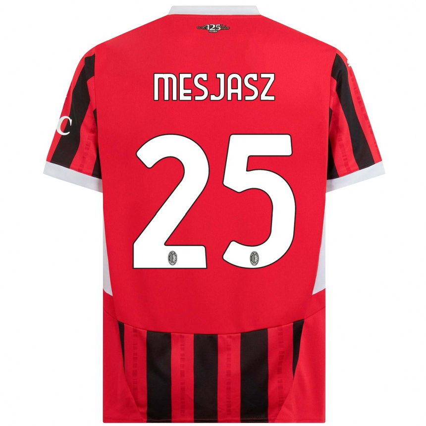 Kids Football Malgorzata Mesjasz #25 Red Black Home Jersey 2024/25 T-Shirt Nz