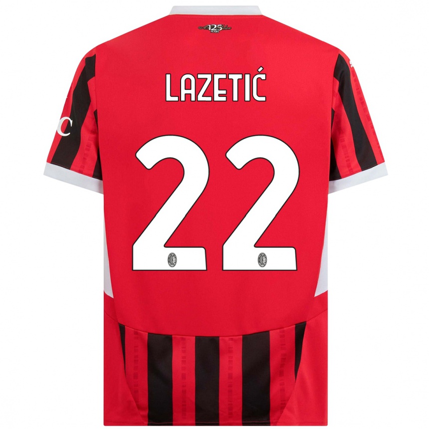 Kids Football Marko Lazetic #22 Red Black Home Jersey 2024/25 T-Shirt Nz