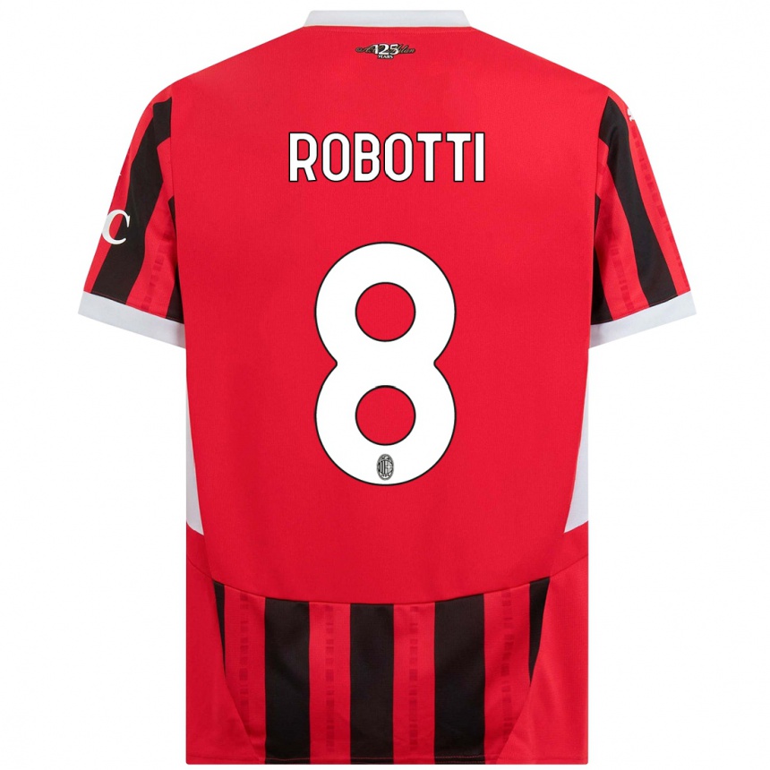 Kids Football Giovanni Robotti #8 Red Black Home Jersey 2024/25 T-Shirt Nz