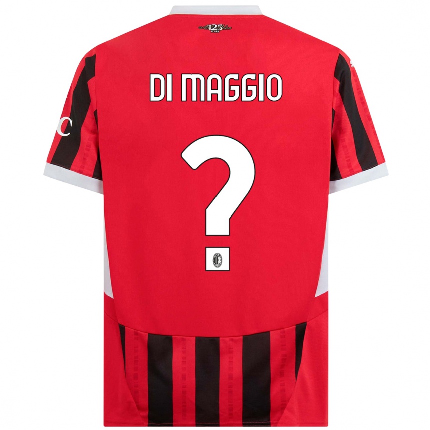 Kids Football Simone Di Maggio #0 Red Black Home Jersey 2024/25 T-Shirt Nz