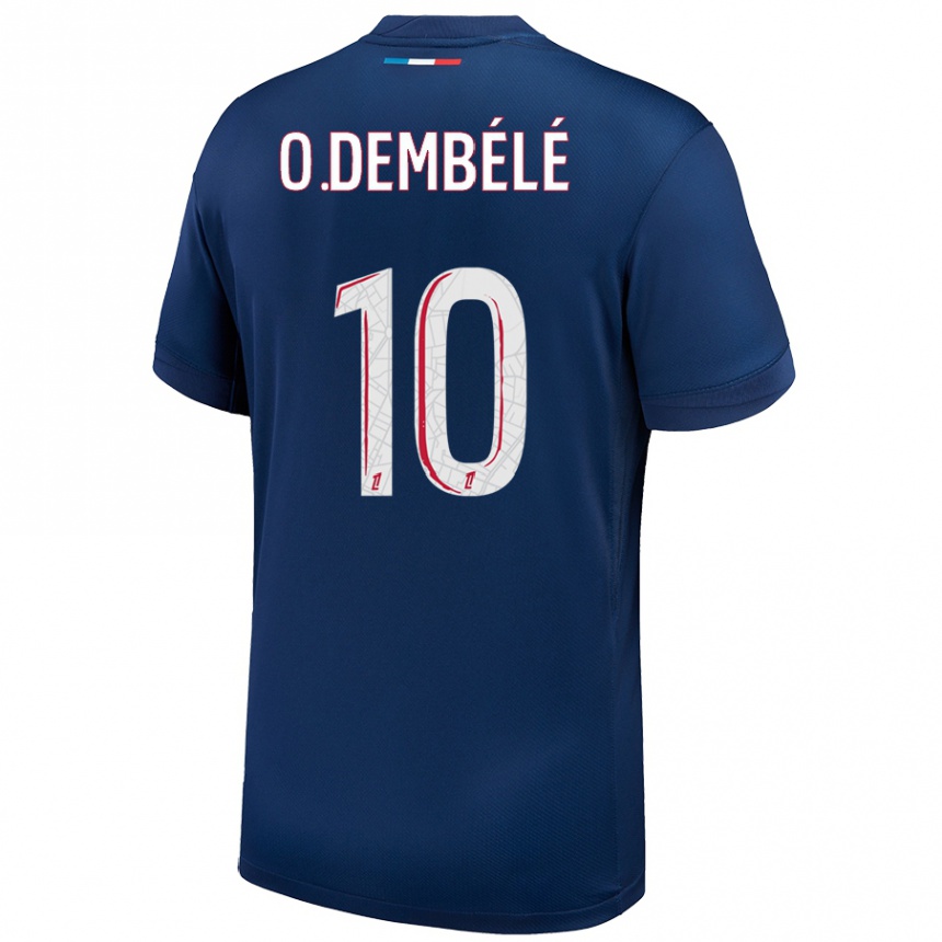 Kids Football Ousmane Dembele #10 Navy Blue White Home Jersey 2024/25 T-Shirt Nz