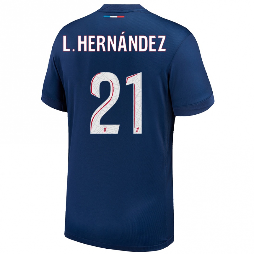 Kids Football Lucas Hernandez #21 Navy Blue White Home Jersey 2024/25 T-Shirt Nz