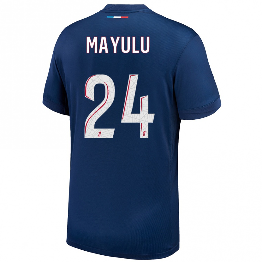 Kids Football Senny Mayulu #24 Navy Blue White Home Jersey 2024/25 T-Shirt Nz