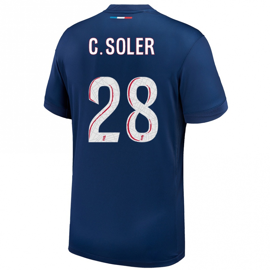 Kids Football Carlos Soler #28 Navy Blue White Home Jersey 2024/25 T-Shirt Nz