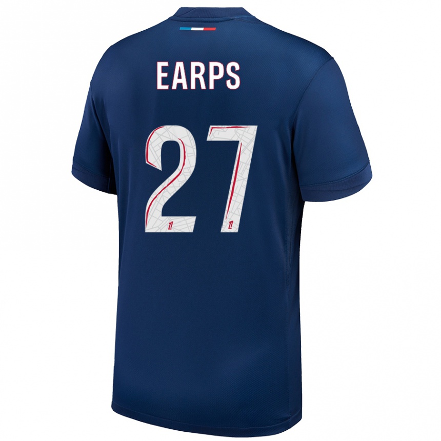 Kids Football Mary Earps #27 Navy Blue White Home Jersey 2024/25 T-Shirt Nz