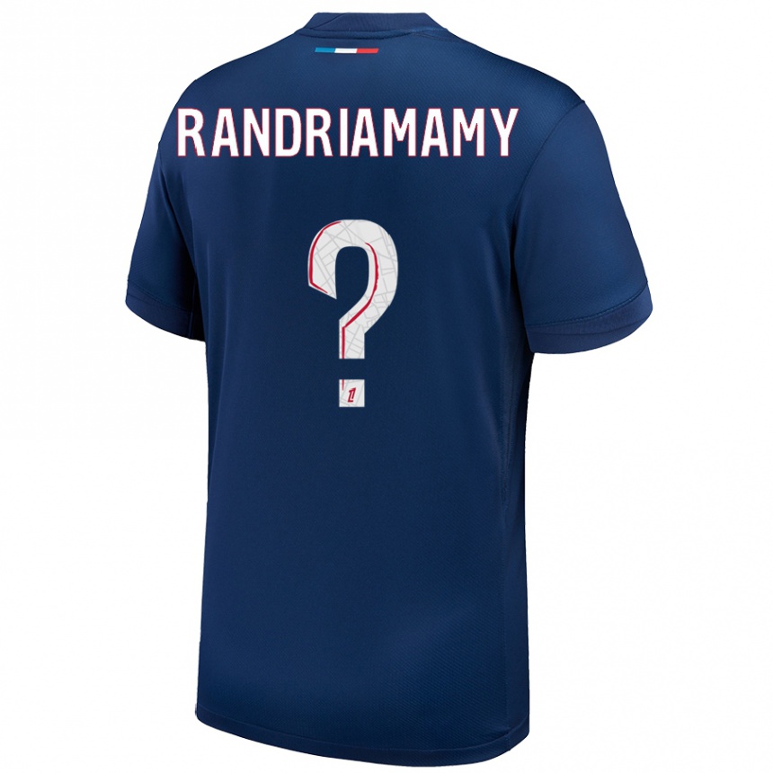 Kids Football Mathyas Randriamamy #0 Navy Blue White Home Jersey 2024/25 T-Shirt Nz