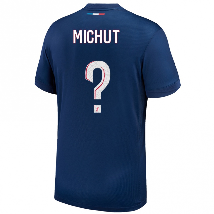 Kids Football Etienne Michut #0 Navy Blue White Home Jersey 2024/25 T-Shirt Nz