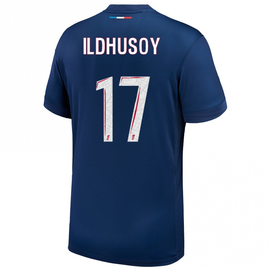 Kids Football Celin Bizet Ildhusoy #17 Navy Blue White Home Jersey 2024/25 T-Shirt Nz