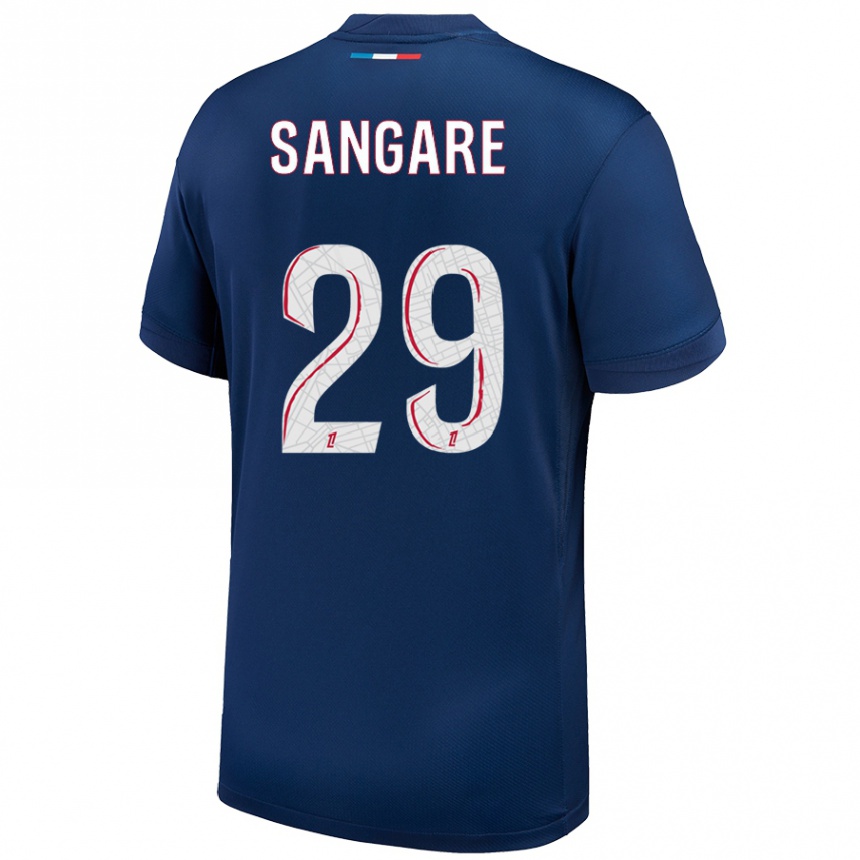 Kids Football Hawa Sangare #29 Navy Blue White Home Jersey 2024/25 T-Shirt Nz