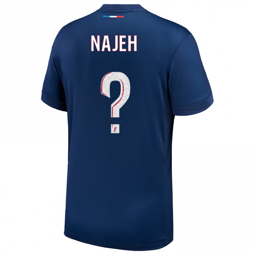 Kids Football Kais Najeh #0 Navy Blue White Home Jersey 2024/25 T-Shirt Nz