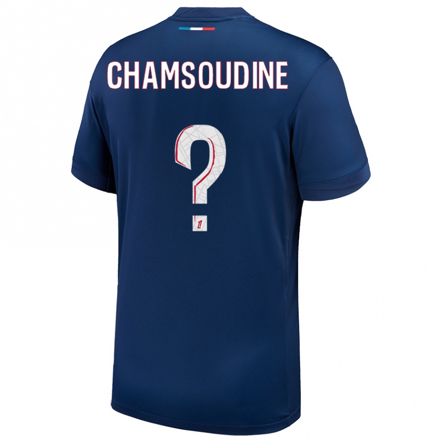 Kids Football Hanna'a Chamsoudine #0 Navy Blue White Home Jersey 2024/25 T-Shirt Nz