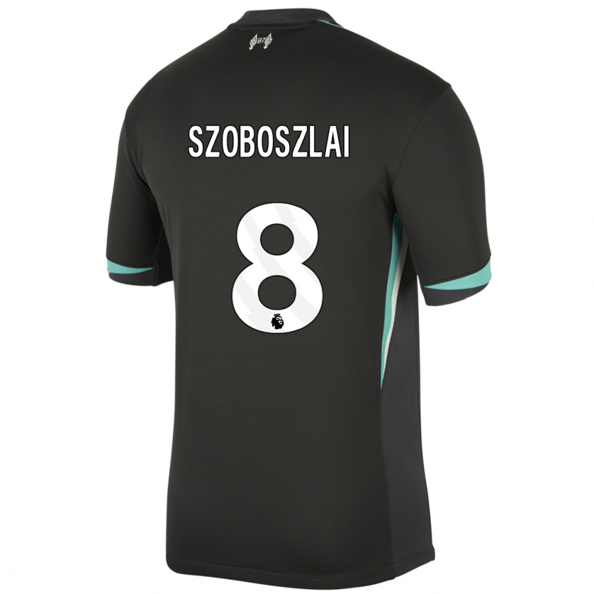 Kids Football Dominik Szoboszlai #8 Black Anthracite White Away Jersey 2024/25 T-Shirt Nz