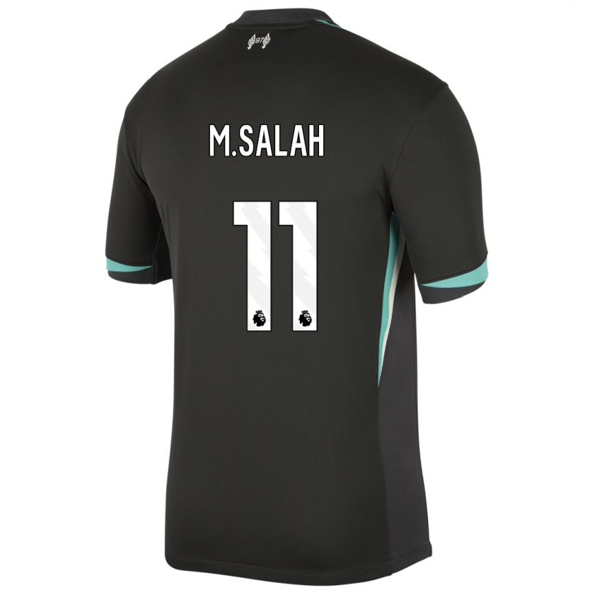 Kids Football Mohamed Salah #11 Black Anthracite White Away Jersey 2024/25 T-Shirt Nz