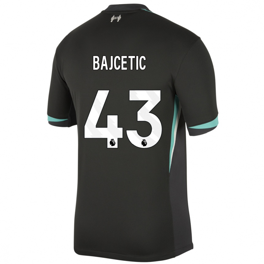 Kids Football Stefan Bajcetic #43 Black Anthracite White Away Jersey 2024/25 T-Shirt Nz