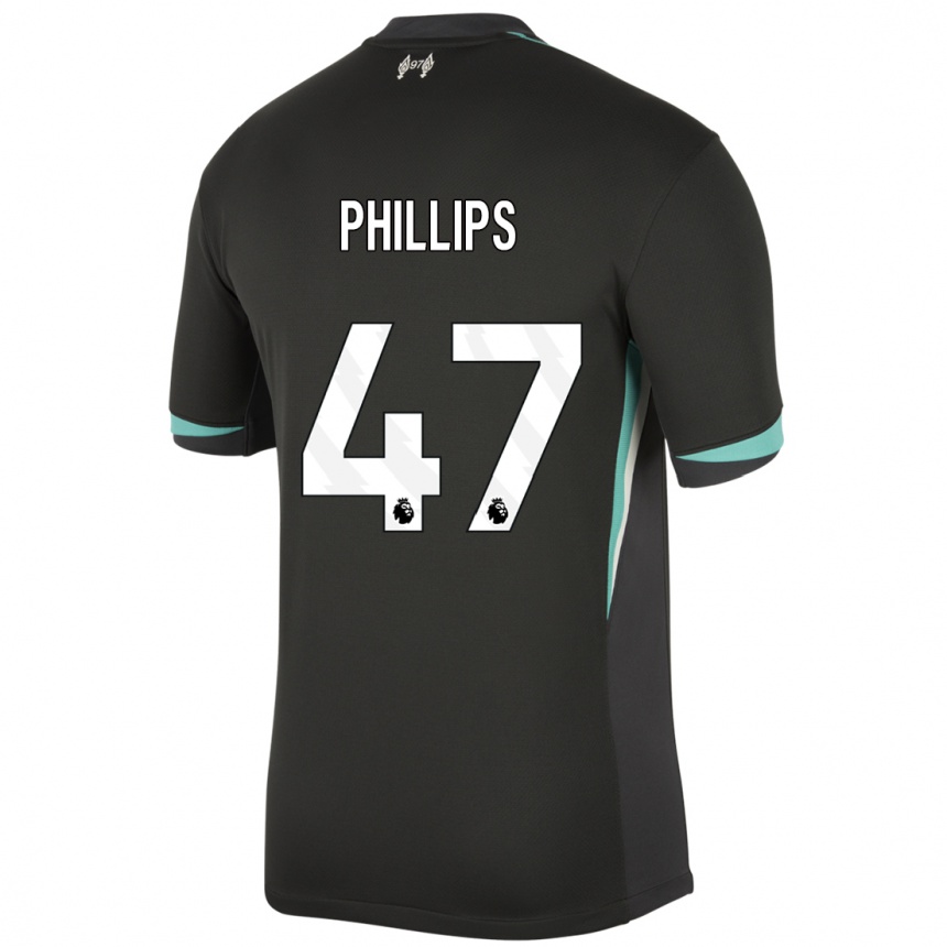 Kids Football Nathaniel Phillips #47 Black Anthracite White Away Jersey 2024/25 T-Shirt Nz