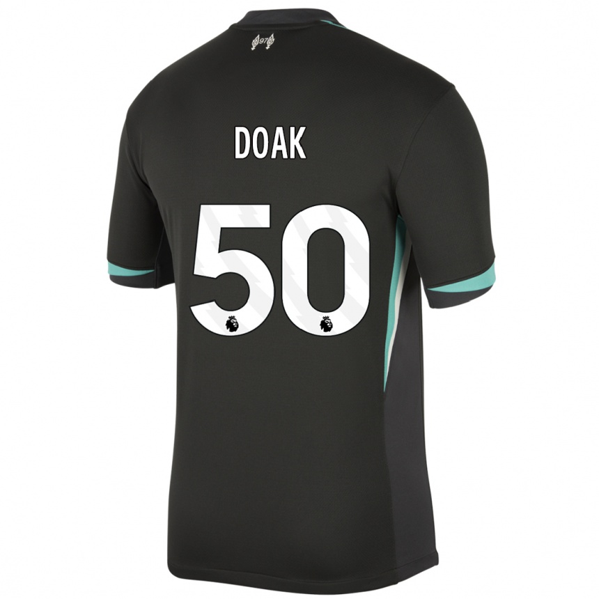 Kids Football Ben Doak #50 Black Anthracite White Away Jersey 2024/25 T-Shirt Nz