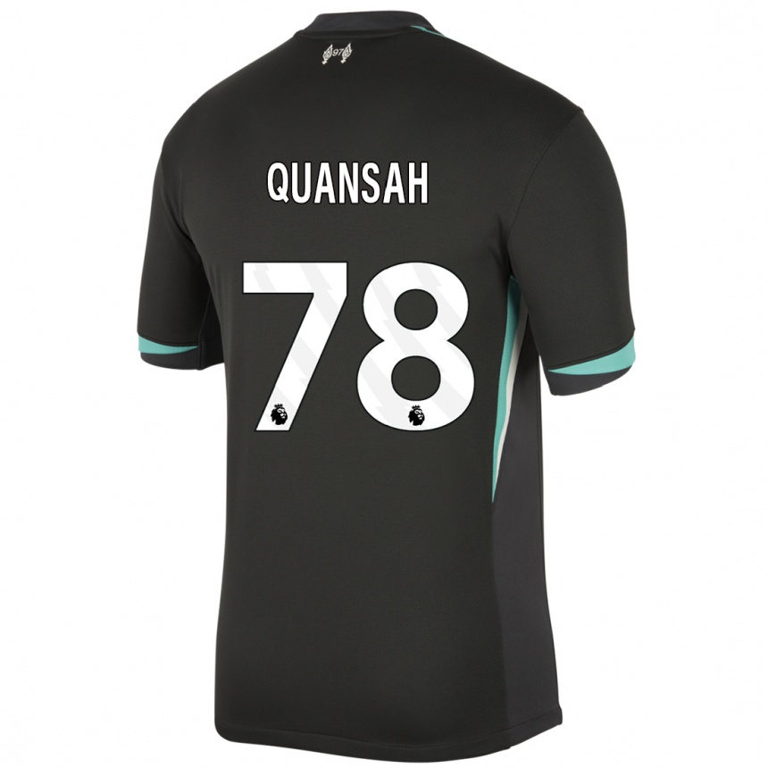 Kids Football Jarell Quansah #78 Black Anthracite White Away Jersey 2024/25 T-Shirt Nz