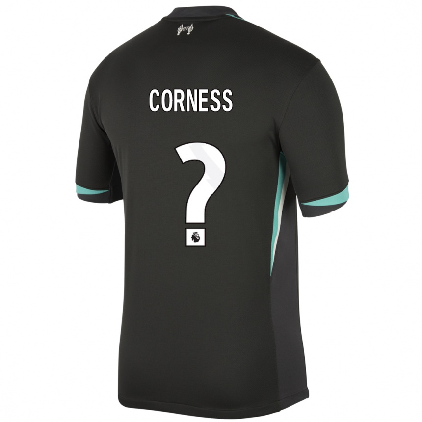 Kids Football Dominic Corness #0 Black Anthracite White Away Jersey 2024/25 T-Shirt Nz