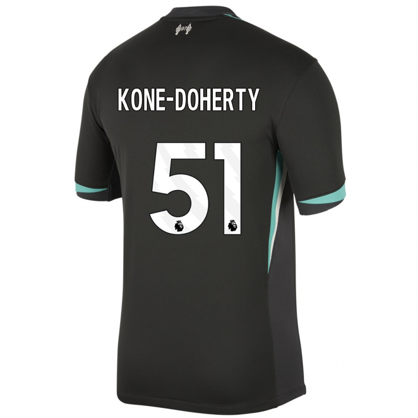 Kids Football Trent Kone-Doherty #51 Black Anthracite White Away Jersey 2024/25 T-Shirt Nz