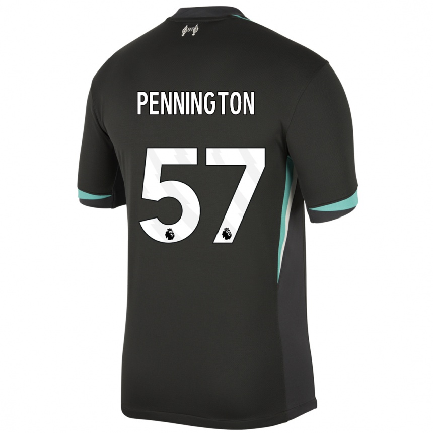 Kids Football Cody Pennington #57 Black Anthracite White Away Jersey 2024/25 T-Shirt Nz