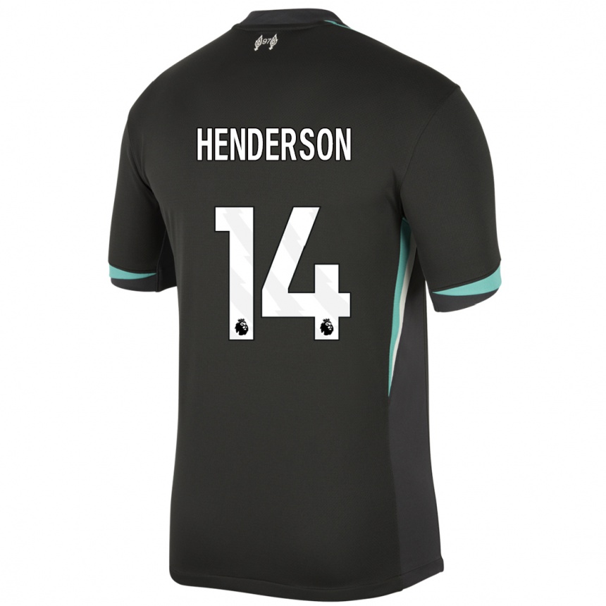 Kids Football Henderson #14 Black Anthracite White Away Jersey 2024/25 T-Shirt Nz