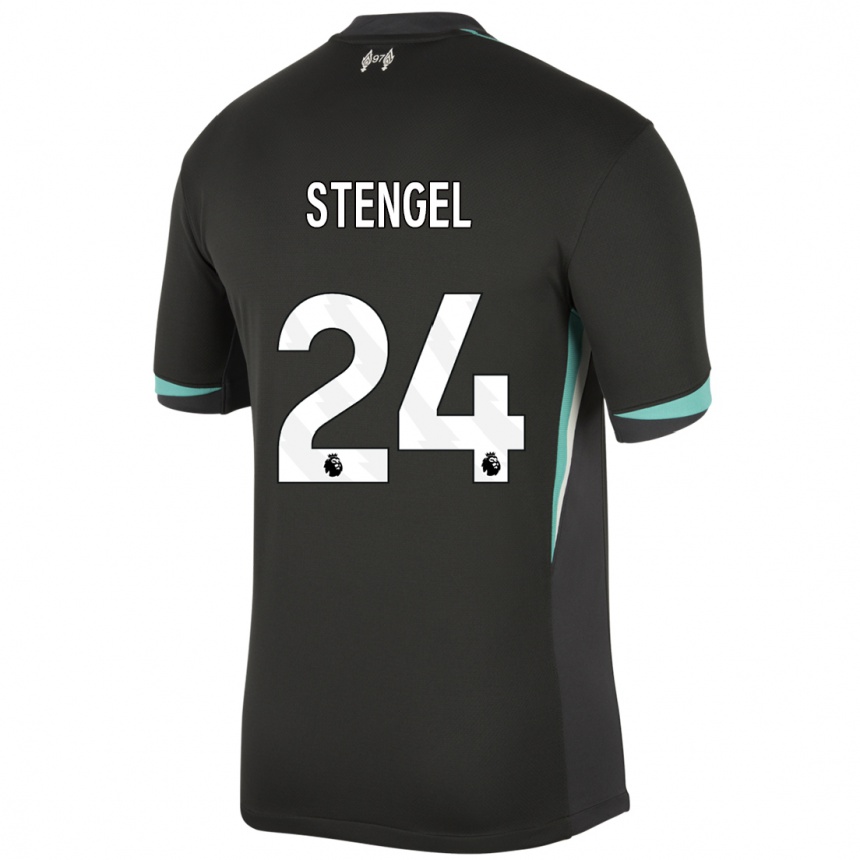 Kids Football Katie Stengel #24 Black Anthracite White Away Jersey 2024/25 T-Shirt Nz