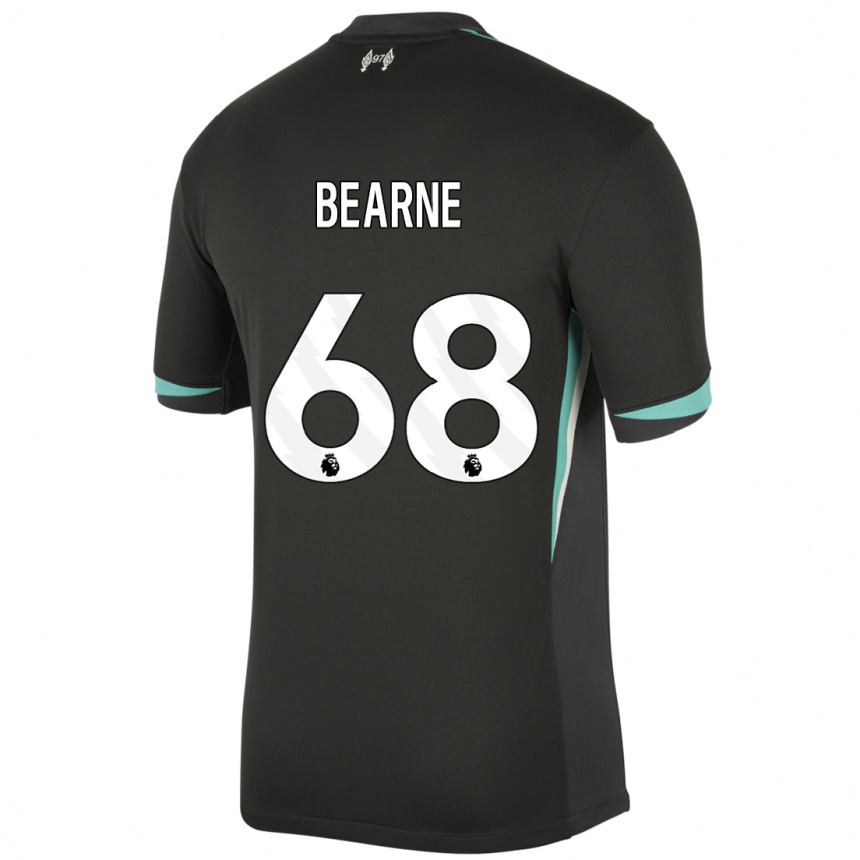 Kids Football Jack Bearne #68 Black Anthracite White Away Jersey 2024/25 T-Shirt Nz