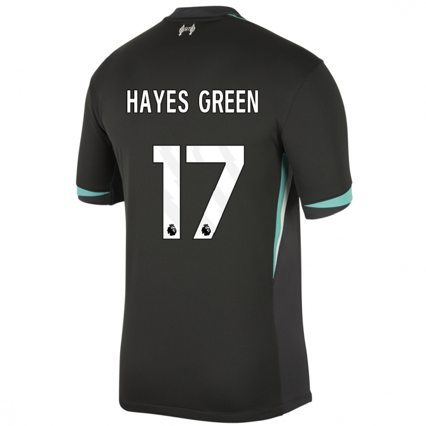 Kids Football Charlie Hayes-Green #17 Black Anthracite White Away Jersey 2024/25 T-Shirt Nz