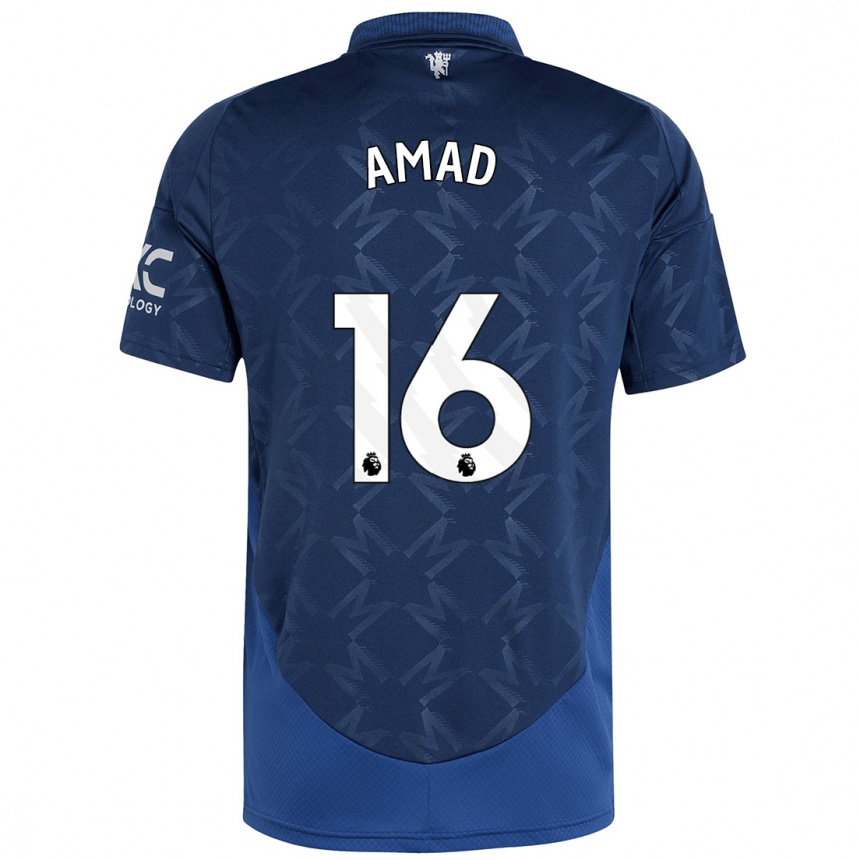 Kids Football Amad Diallo #16 Indigo Away Jersey 2024/25 T-Shirt Nz