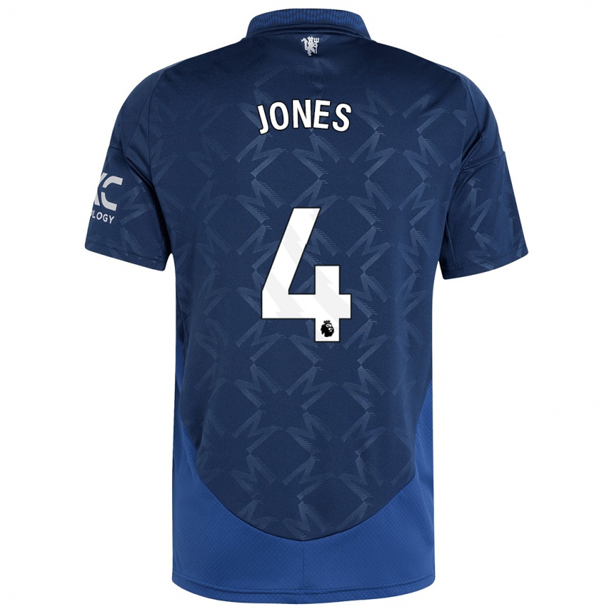 Kids Football Phil Jones #4 Indigo Away Jersey 2024/25 T-Shirt Nz