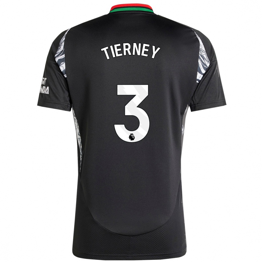 Kids Football Kieran Tierney #3 Black Away Jersey 2024/25 T-Shirt Nz