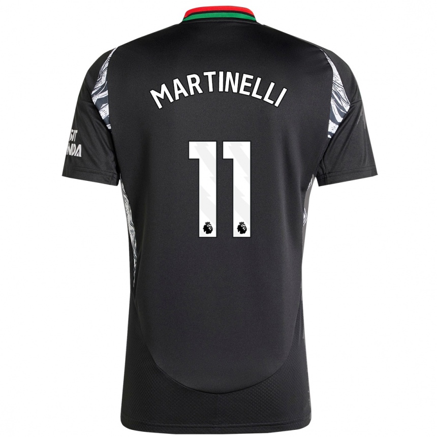 Kids Football Gabriel Martinelli #11 Black Away Jersey 2024/25 T-Shirt Nz