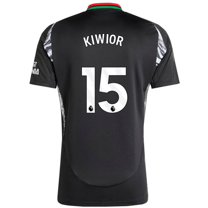 Kids Football Jakub Kiwior #15 Black Away Jersey 2024/25 T-Shirt Nz