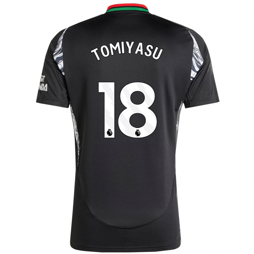 Kids Football Takehiro Tomiyasu #18 Black Away Jersey 2024/25 T-Shirt Nz