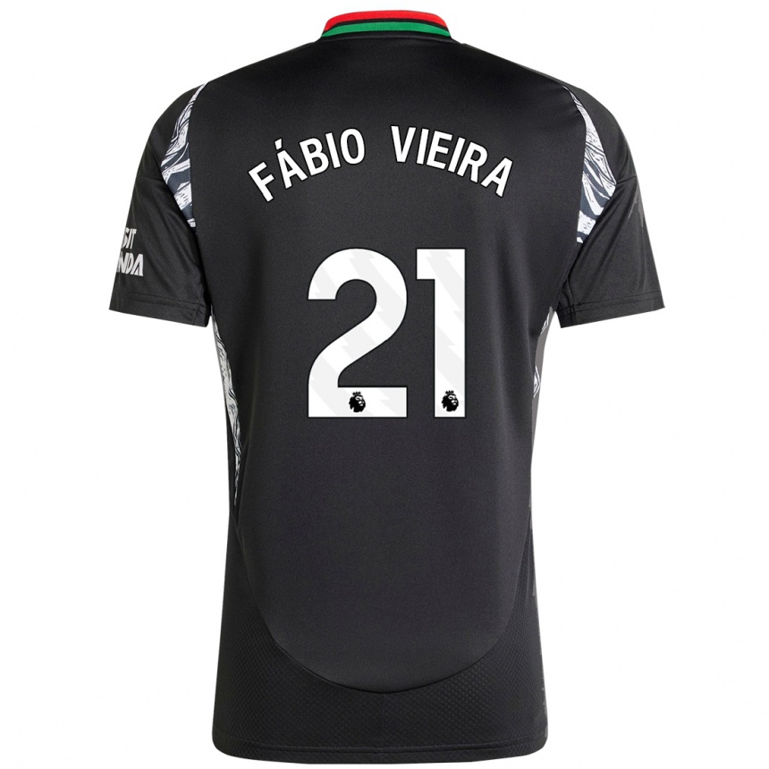 Kids Football Fabio Vieira #21 Black Away Jersey 2024/25 T-Shirt Nz