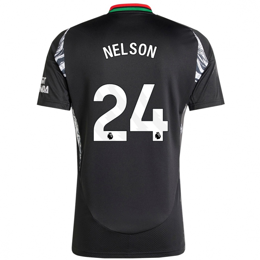 Kids Football Reiss Nelson #24 Black Away Jersey 2024/25 T-Shirt Nz