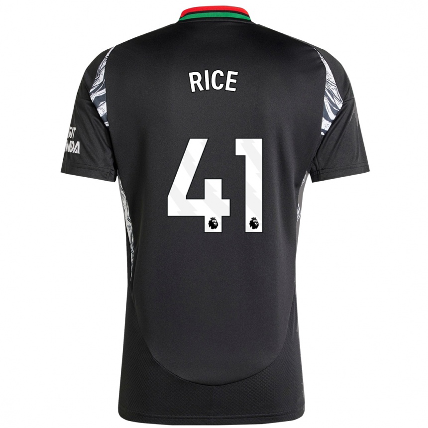 Kids Football Declan Rice #41 Black Away Jersey 2024/25 T-Shirt Nz