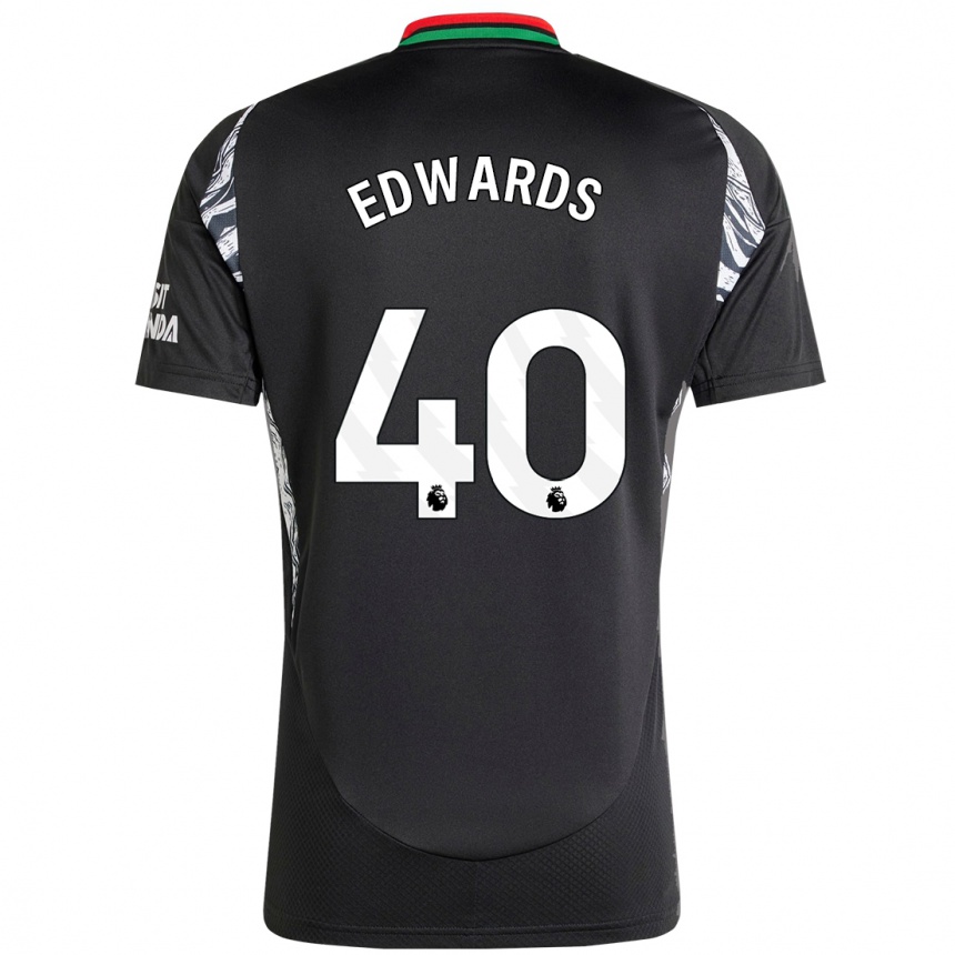 Kids Football Khayon Edwards #40 Black Away Jersey 2024/25 T-Shirt Nz